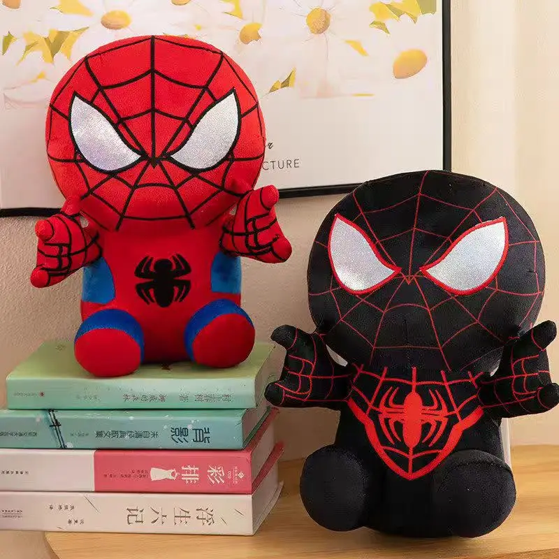 @HOT Sels Anime Spider Man Plush Doll Kawaii Cute Cartoon Red Black Stuffed Doll Home Room Decor Peluche Pillow Birthday Gift