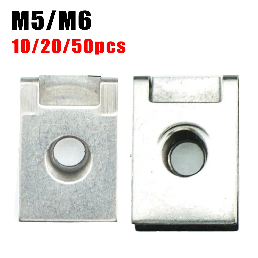 10/20/50pcs M5/M6 Car Spring Steel U Type Clips With Thread Reed Nuts For Auto Motorcycle Scooter ATV Moped