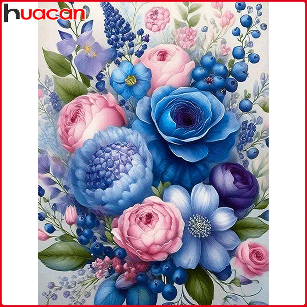 Huacan Vollquadratische und Runde Diamant-Malerei Pfingstrose Gänseblümchen Diamant-Mosaik Blumen-Set Heimdekoration