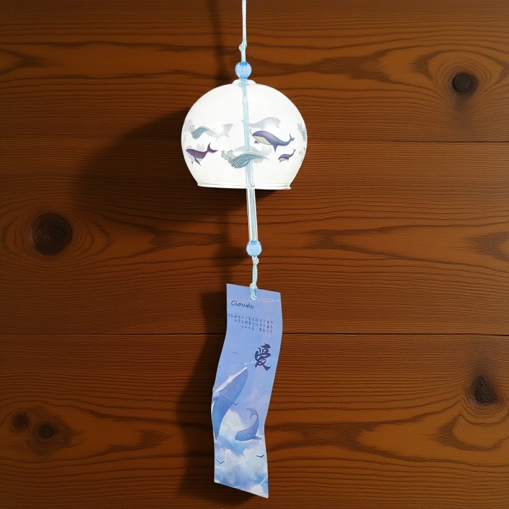 

1Pcs Wind Chime Pendant Glass Wind Bell Japanese Retro Design Hanging Decoration for Room Living Room Yard Balcony Home Decor