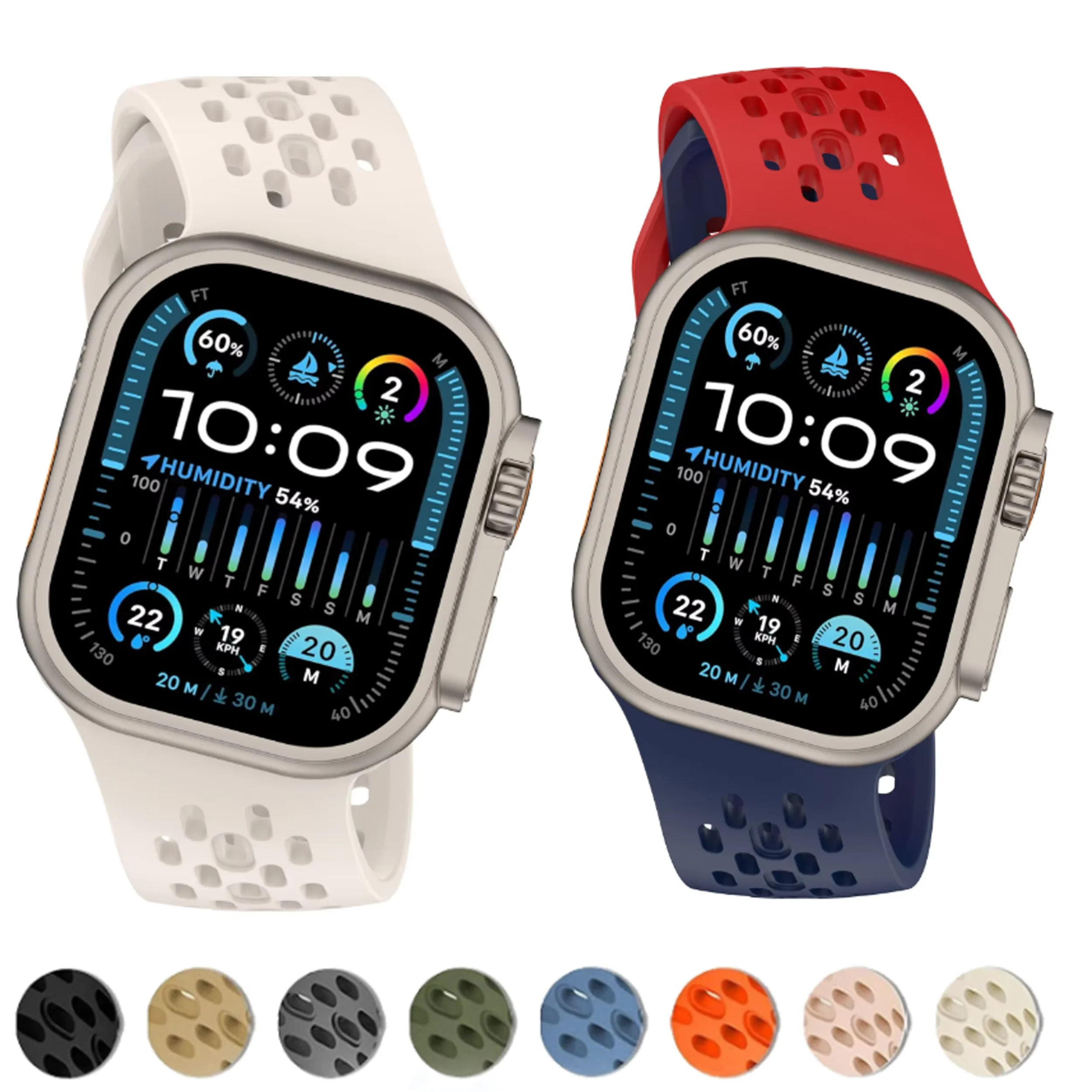 Schräges Design Silikonarmband für Apple Watch Band 41mm 46mm 45mm 44mm 42mm Atmungsaktives Sport-Armband IWatch 11 10 9 8 7 Ultra