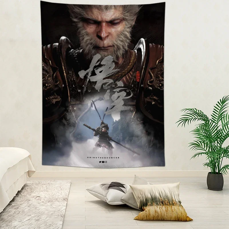 

Black Legend: WuKong Tapestry Psychedelic Decorative Carpet Popular Play Wall Fabric For Living Room Bedroom Accessories