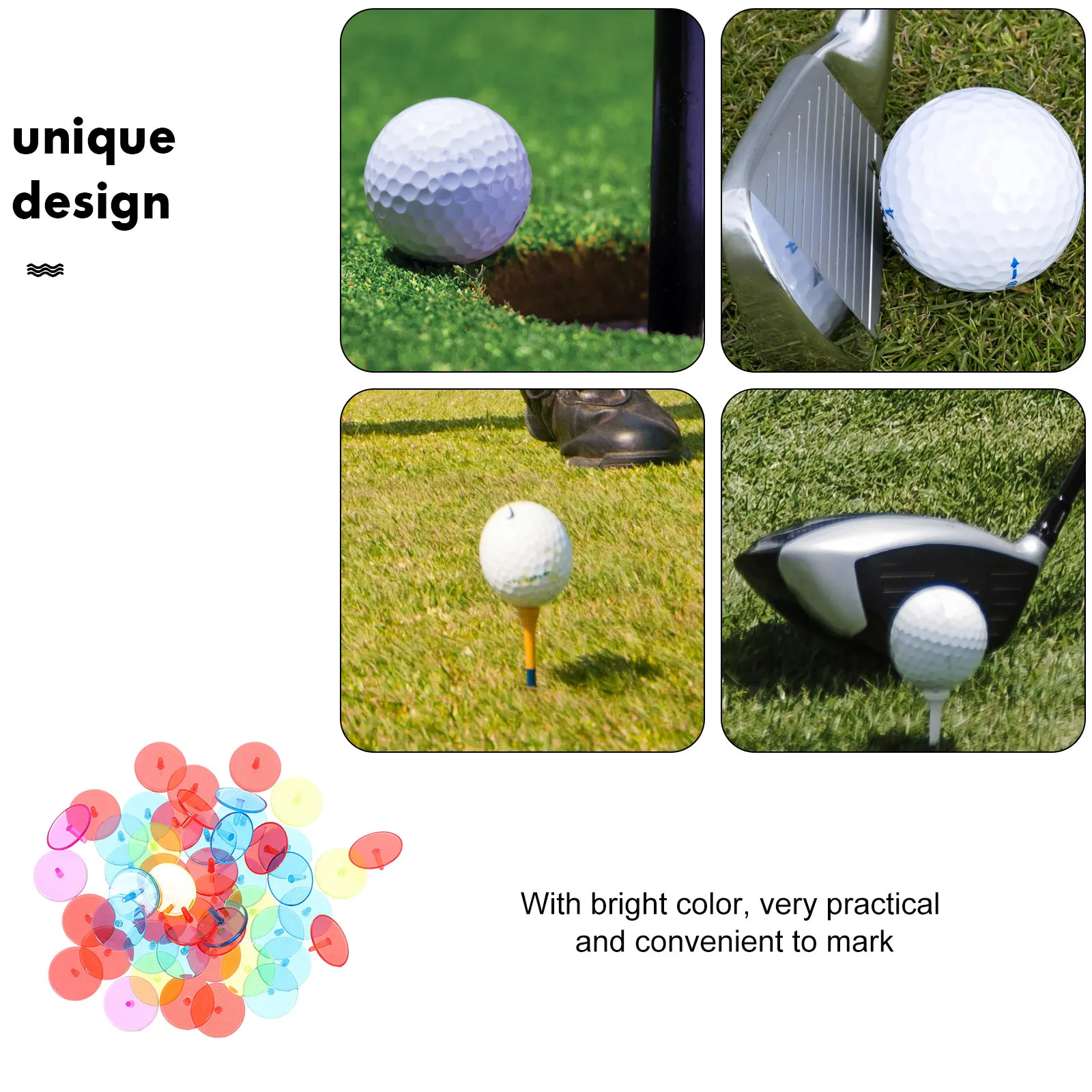 

50Pcs 09 Inch Durable Plastic Ball Marker Transparent Round Golf Marking Tool Mixed Color Exact Position Fun Ball Marker