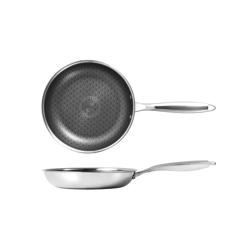 Giyoca مقلاة غير لاصقة من الفولاذ المقاوم للصدأ على شكل قرص العسل وعاء غير لاصق غير مطلي مقلاة عميقة وعاء ستيك مقلي مقالي للمطبخ #6