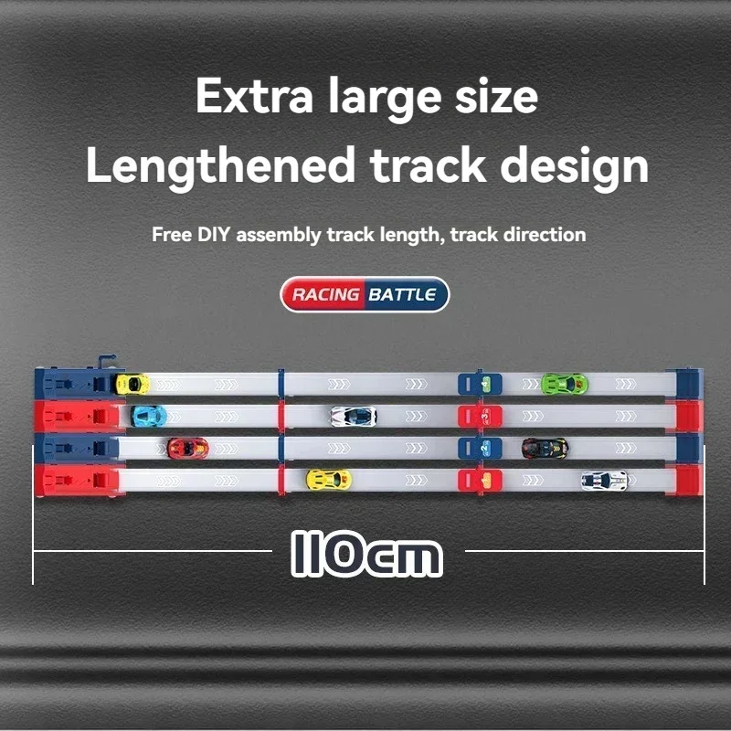 110 CENTIMETRI Kid Track Car Racing Set con Mini Auto Giocattolo FAI DA TE Assemblato Pista Kit Catapulta Rail Car Strategia Gioco Interattivo Ragazzo Regalo