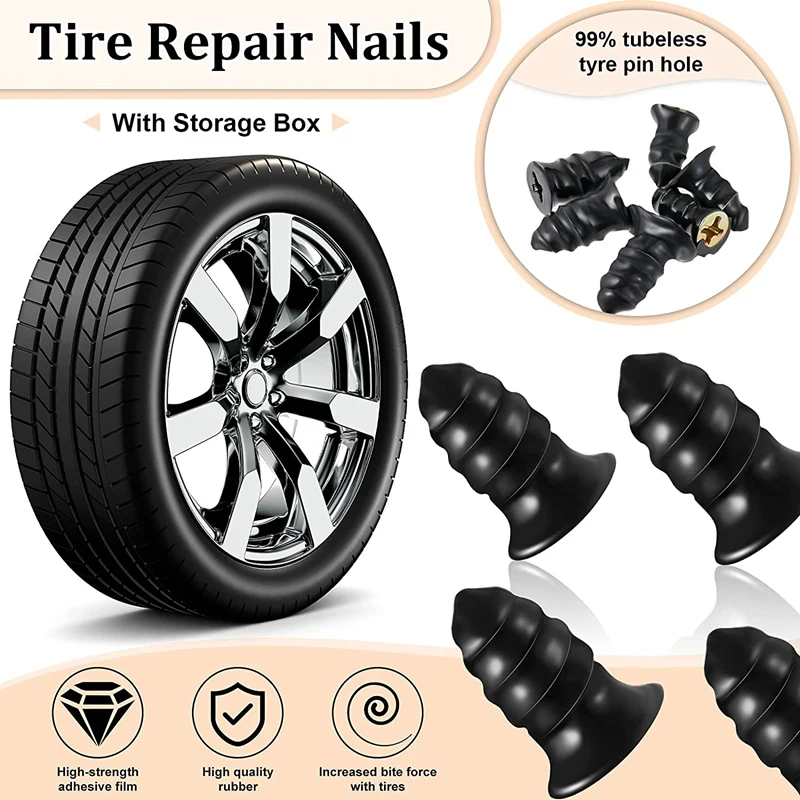 100 Pieces Of Auto And Motorcycle Vacuum Tire Nail Self-Service Tire Repair Nail Quick Tool