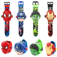 Children Anime Watch Toys Spiderman Iron Man Hulk Frozen 24 Cartoon Pattern Projection Electronic Watch Kids' Gift