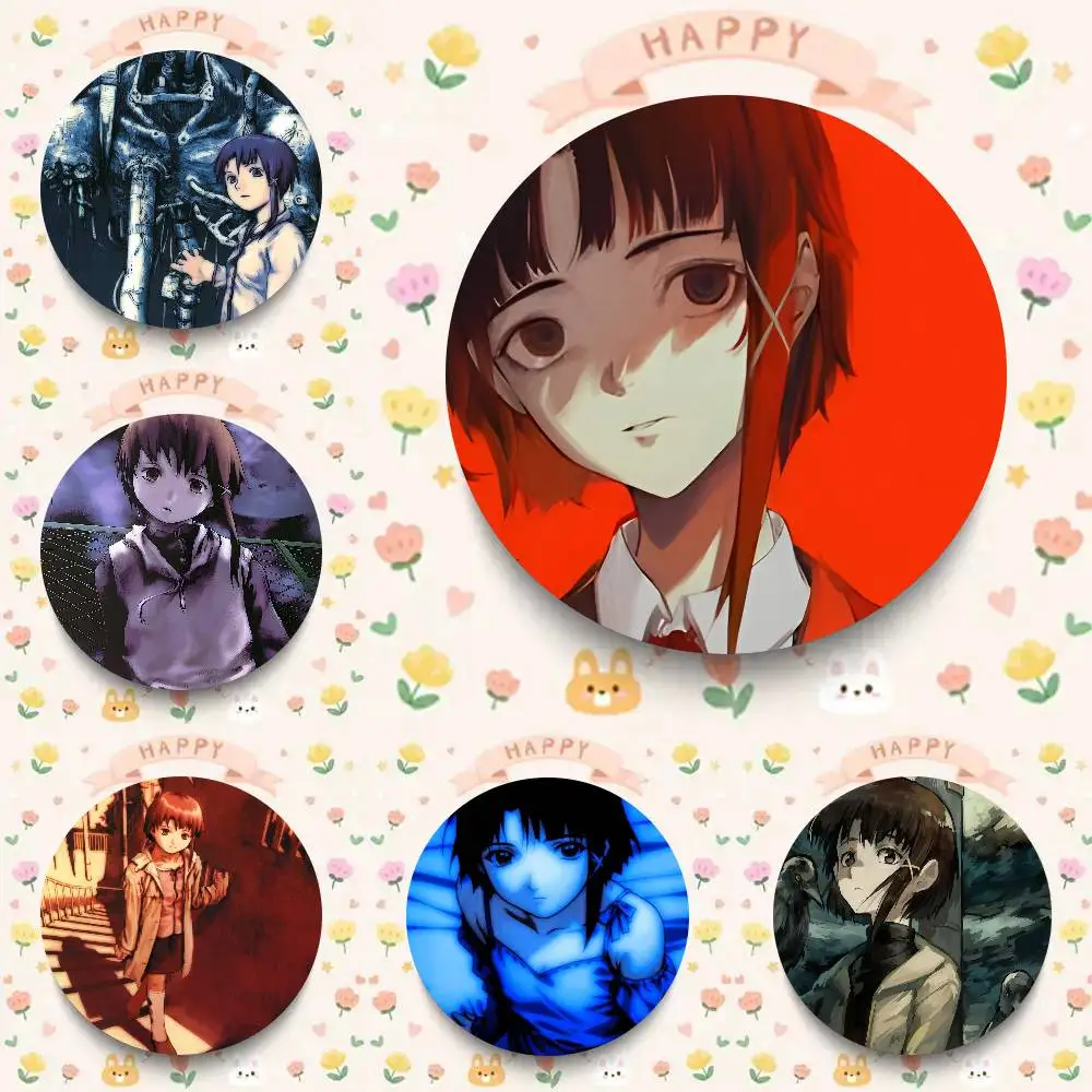 Serial Experiments Lain Anime Cartoon Style Badge Brooches On Backpack Decoration Round Enamel Pins For Accessorys