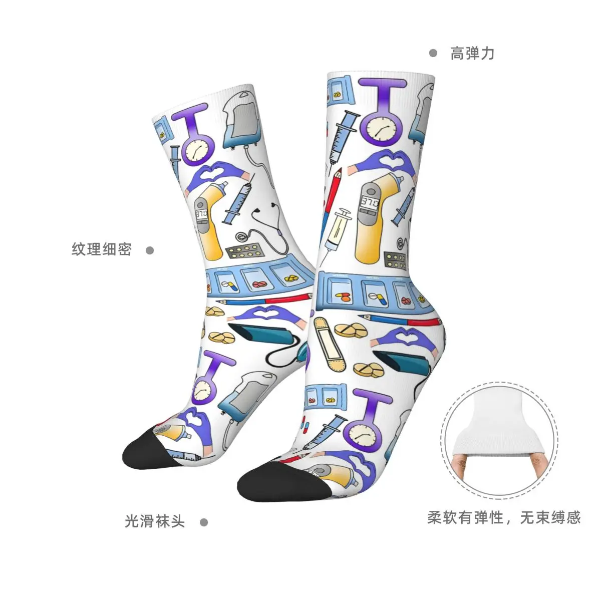 ممرضة الطبية موضوع الكرتون نمط الجوارب جوارب مضحكة الرجال عالية الجودة تسلق الجوارب الربيع الرسم مكافحة العرق الجوارب