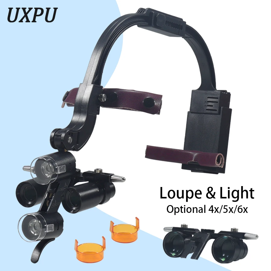 Newly Upgraded Dental 4X 5X 6X Optional Loupes with 5W LED Dual Headlights Binocular Surgical Loupes Dental Medical Blinds