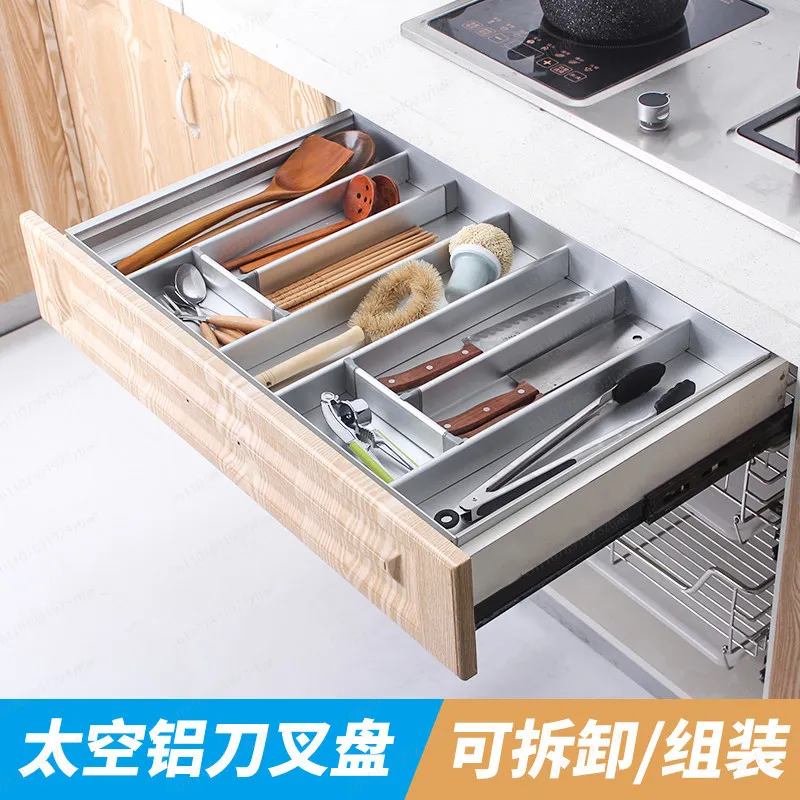 Silver built-in - cabinet pull basket matching storage rack, built-in partition kitchen basket