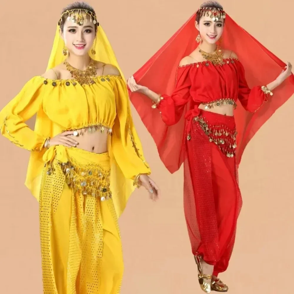 New Long-sleeved  Suit Belly Dance Clothing Indian Dance PerformanceClothing Dance Practice Clothing Belly Dance Suit