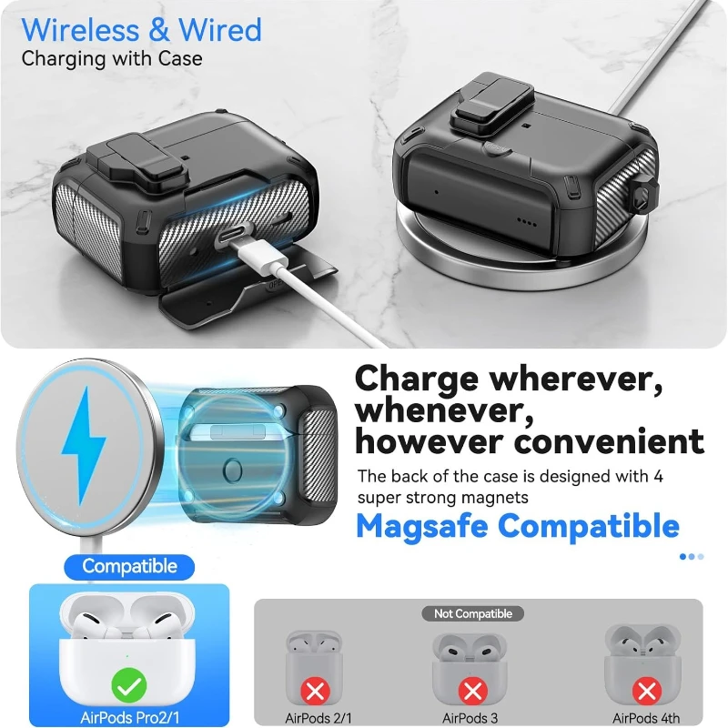 

2-in-1 Magnetic Stand Case for AirPods Pro/Pro2/4 Strong Adsorption Challenge Must-Have Accessory
