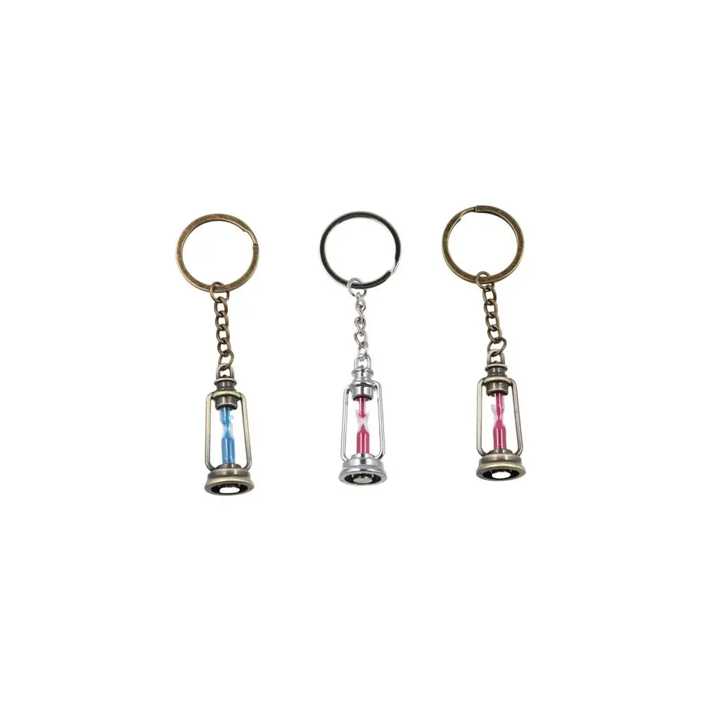 Portable Nostalgic Metal Hourglass Keychain Retro Metal Craft Lamp Hourglass Lightweight Car Hourglass Pendant Children's Gift