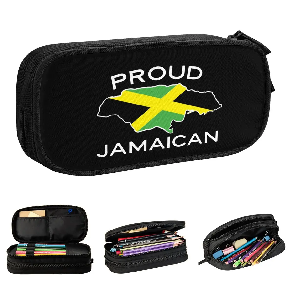 Jamaica Flag Pencil Cases Jamaican Pencil Box Pen Box for Student Large Storage Bag Office Gifts Stationery