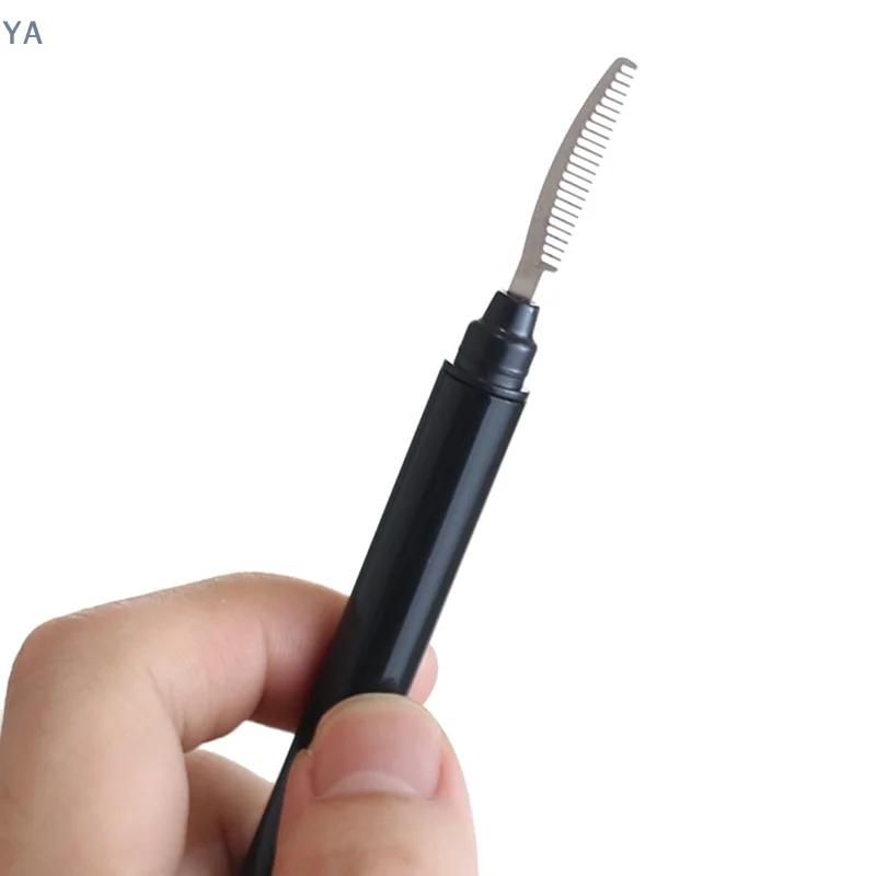 [Y]Black Eyelash Clip Comb With Cover Eyelash Separator Eye Lifting Curl Metal Brush Mini Eyebrow Comb Beauty Makeup Tool
