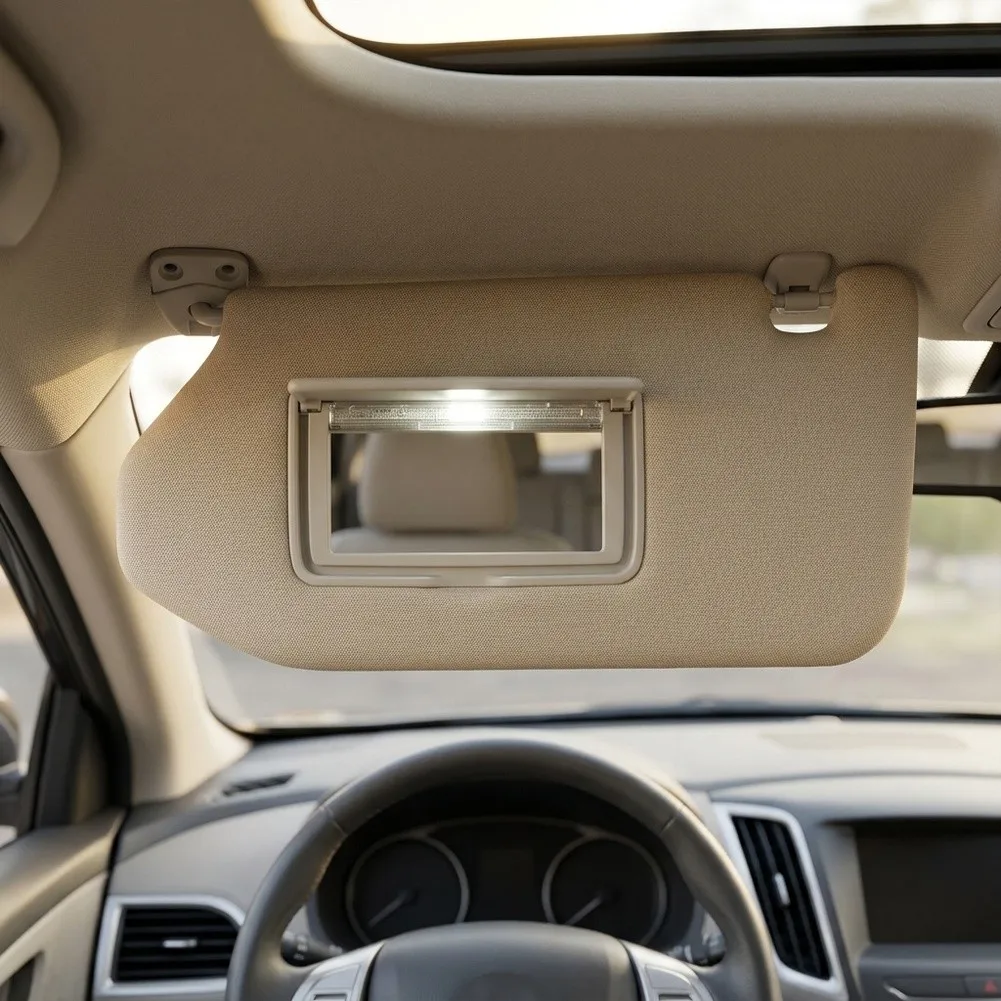 OEM Spec Left Side Sun Visor Beige w/ Lamp 96401-9PB0A for Nissan For Pathfinder For QX60 JX35 Bolt-on Installation