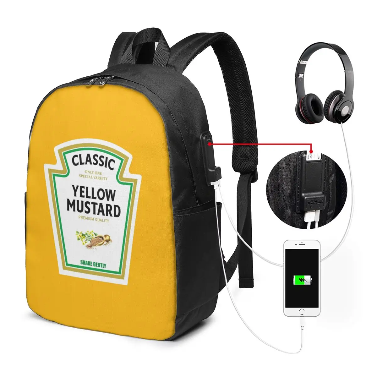 Mustard Mayo Ketchup Backpack Travel Notebook Bag Computer College Student School Bag Laptop Shoulder Bags for Men Women