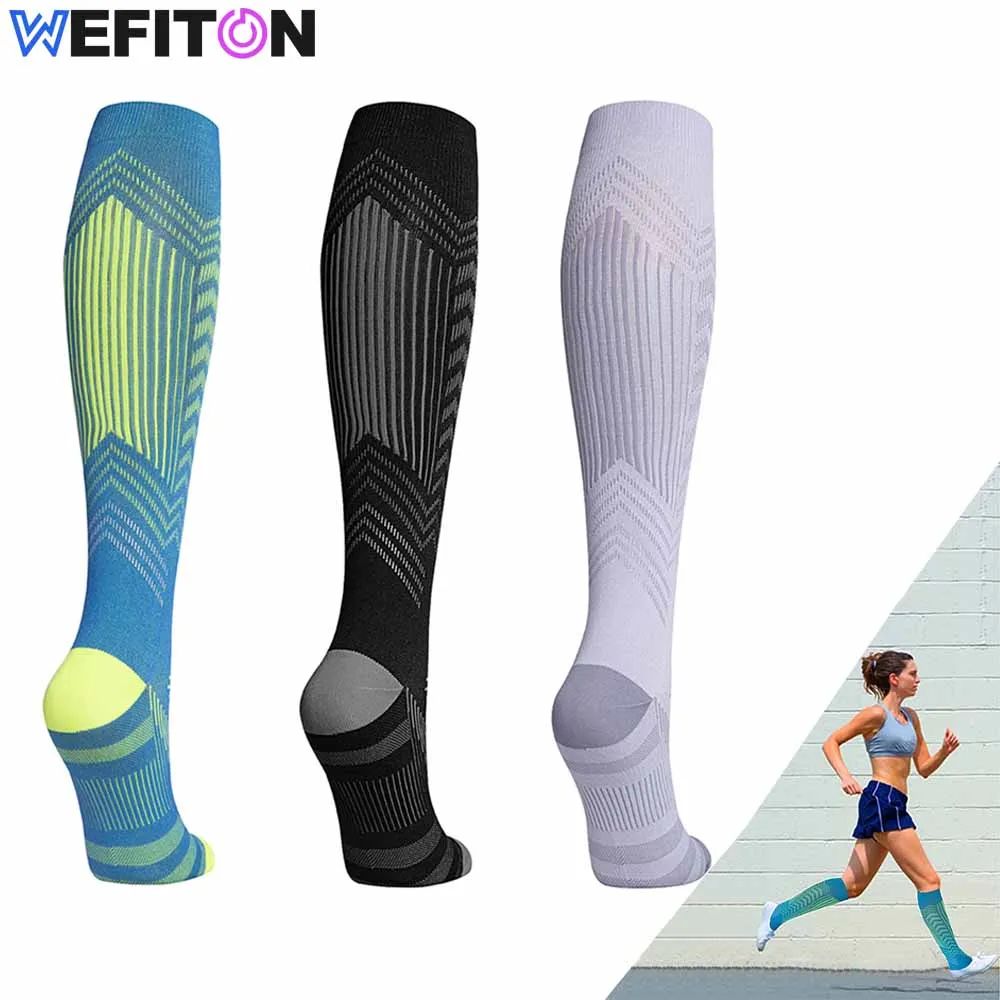 

1Pair Women's Calf Compression Socks Reflective 20-30 mmHg Knee High Graduated Shin Guard Socks for Athletic Running Hike Sports