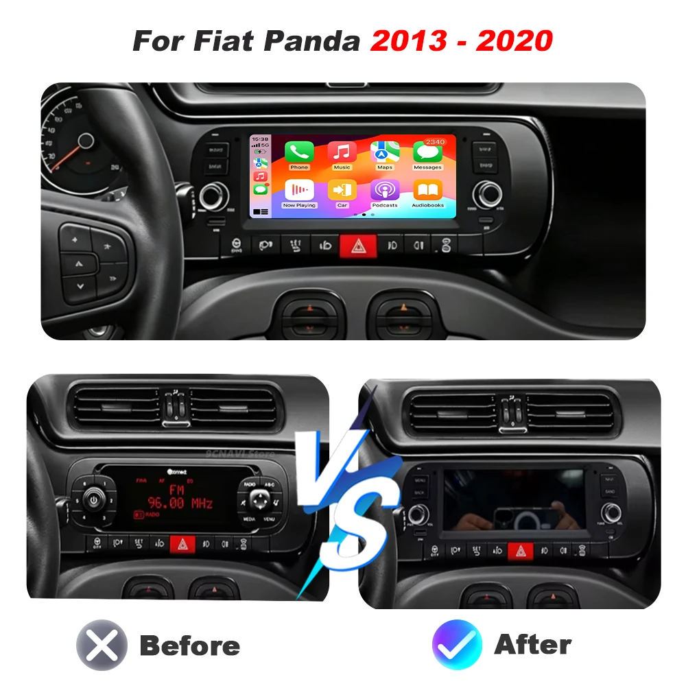 For Fiat Panda 2013-2020 Android 16 Auto GPS Navigation Wireless Carplay Car Multimedia Video Player Stereo Autoradio Radio DSP