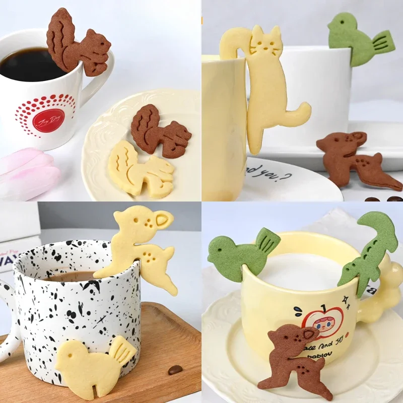كوب معلق السنجاب قالب البسكويت الكرتون الحيوان تزلف الطيور القط قاطعة البسكوت ثلاثية الأبعاد الكوكيز فندان قالب تزيين الكعكة قالب الخبز #6