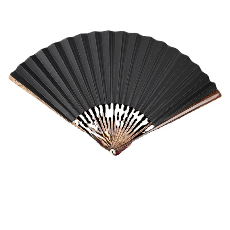 Full Bamboo Palm Monk Head Rice Paper Folding Fan 95-Inch Full Core Fernleaf Hedge Bamboo; Bambusa Multiplex Crafts Su Gong