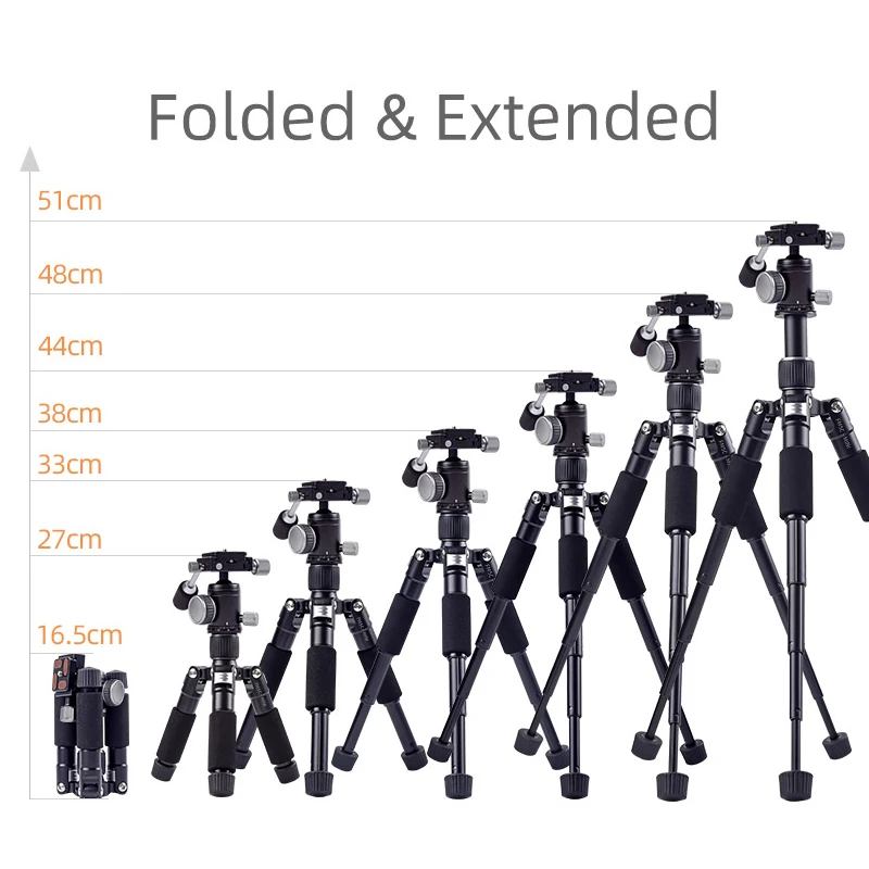 XILETU FM5C 미니 전문 데스크탑 삼각대, 탈착식 핸들 볼 헤드, SLR 디지털 카메라 미러리스 카메라 스마트폰용