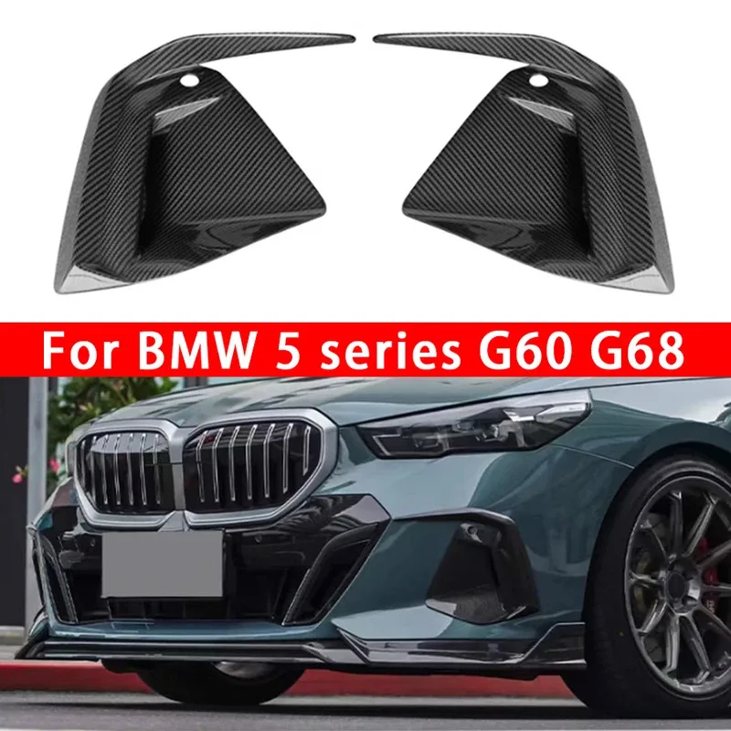 

For BMW 5 Series G60 G68 2024+ Carbon Fiber tuyere Front Bumper Air Vent Cover Trim Foglamp Mesh Grill Car Accessories body kit