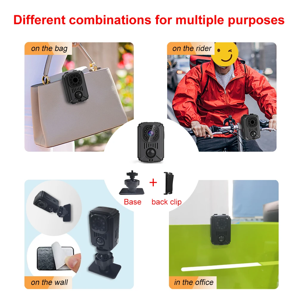 MD31 Mini PIR Video Body Camera Back Clip Photography DV Smart Camera HD 1080P Recorder Motion Activated Small Nanny Cam for Car