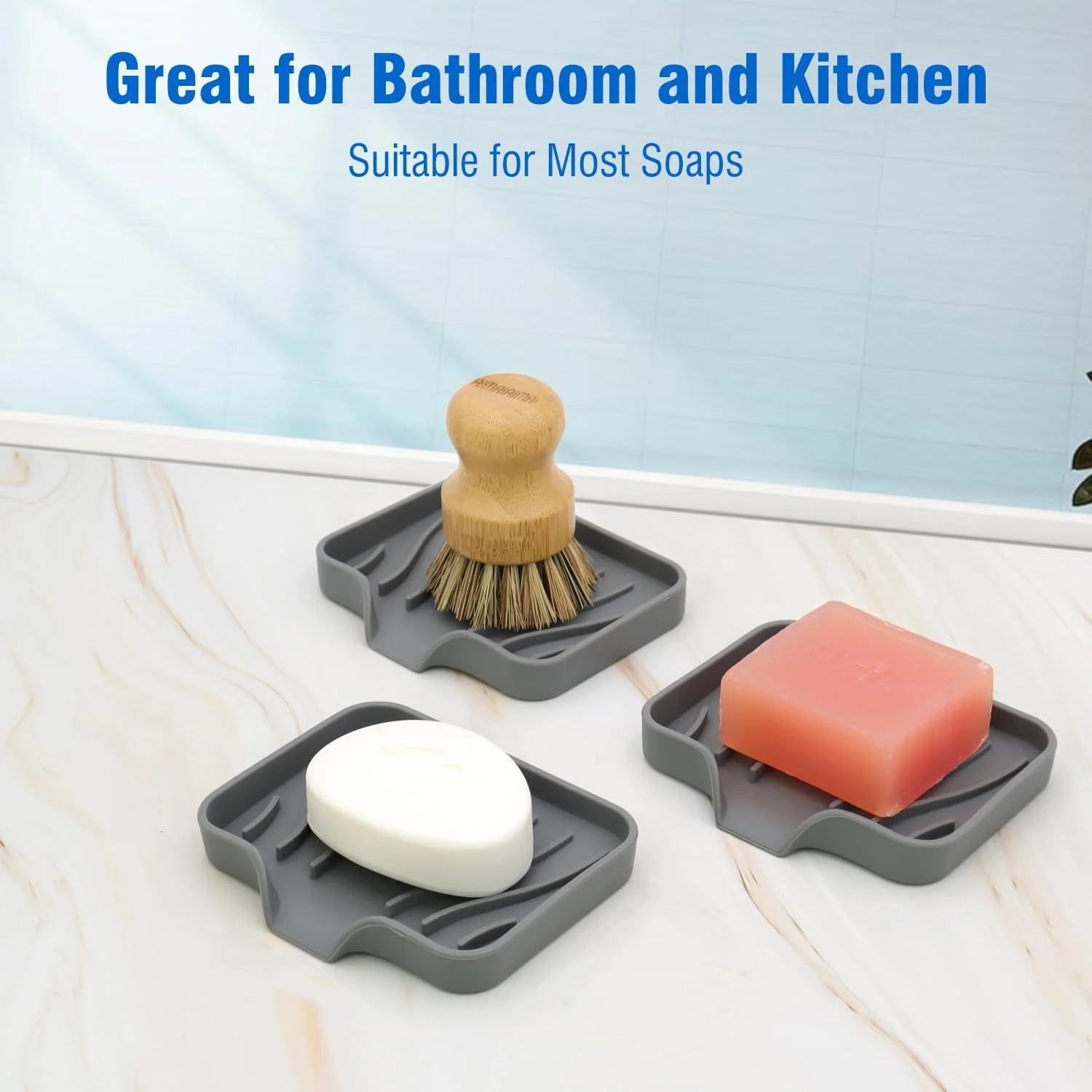 New Silicone Drain Soap Box Bathroom Sink Soap Tray Self-Draining High Quality Silicone Soap Rack