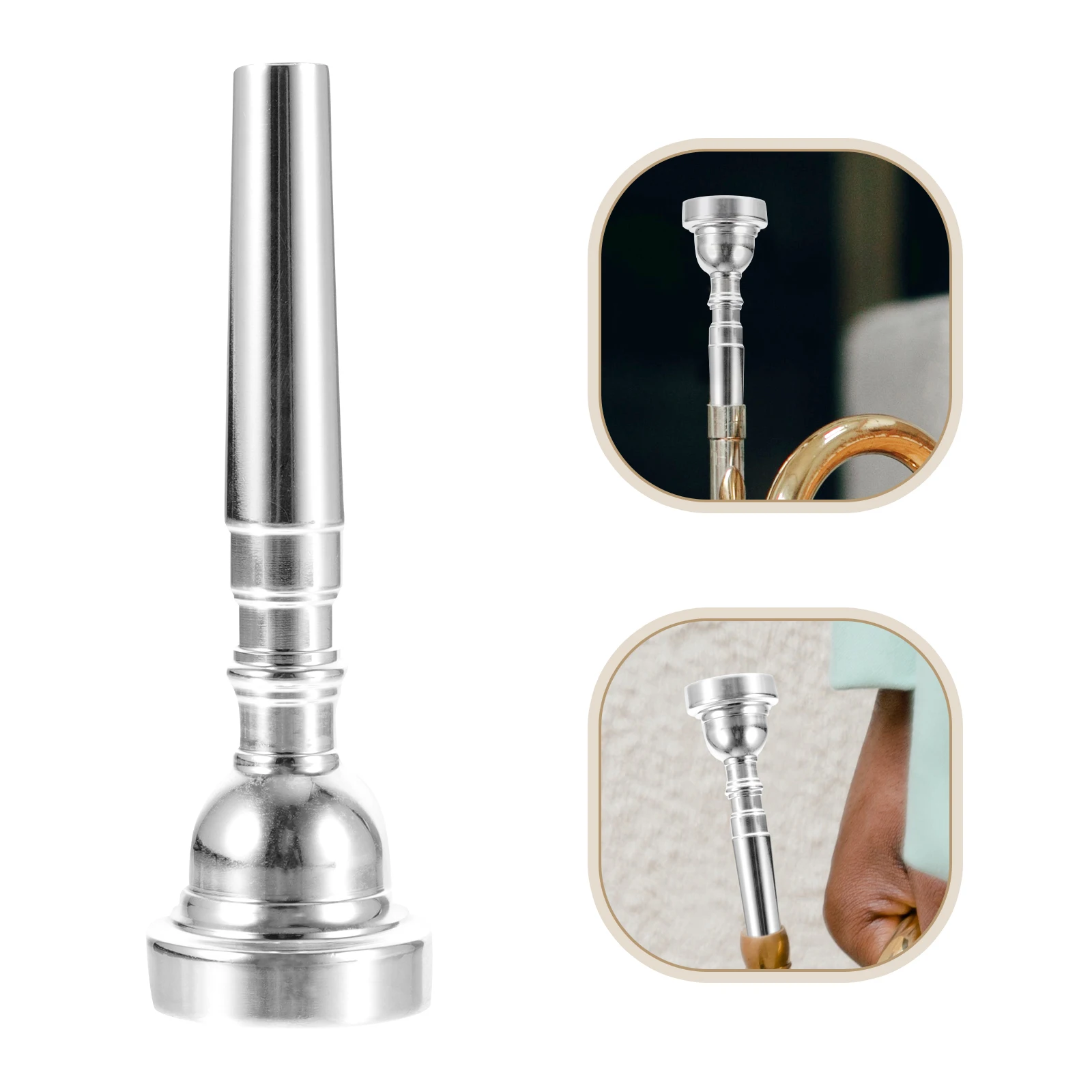 

Silver Plated Trumpet Mouthpiece Heavy Duty Professional Smooth Tone Replacement for Beginners Students Musicians Wind