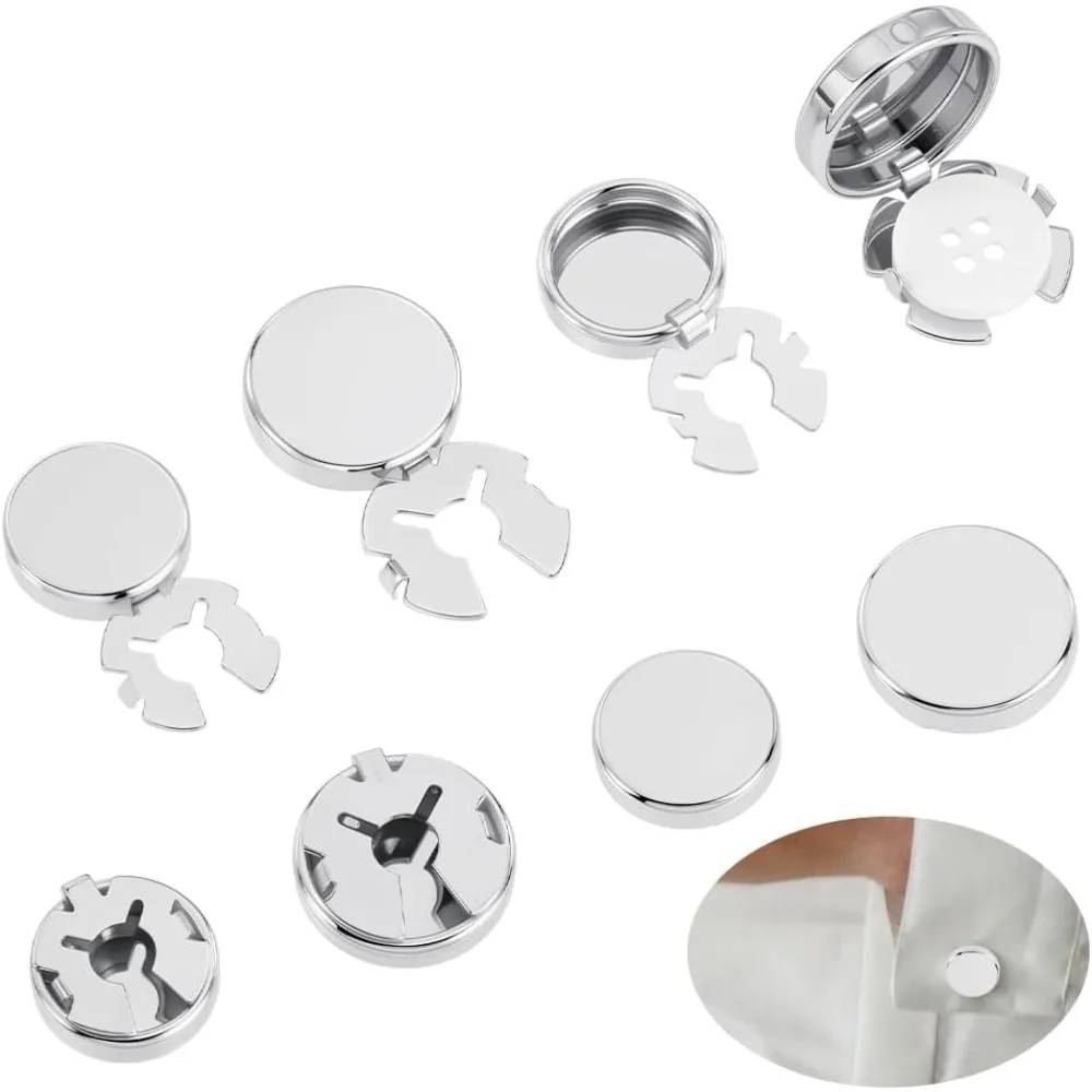 

8Pcs 2 Styles Cufflinks Flat Round Button Covers for Men Classic CuffLinks Set Shirt Cuff Links for Wedding Business Formal