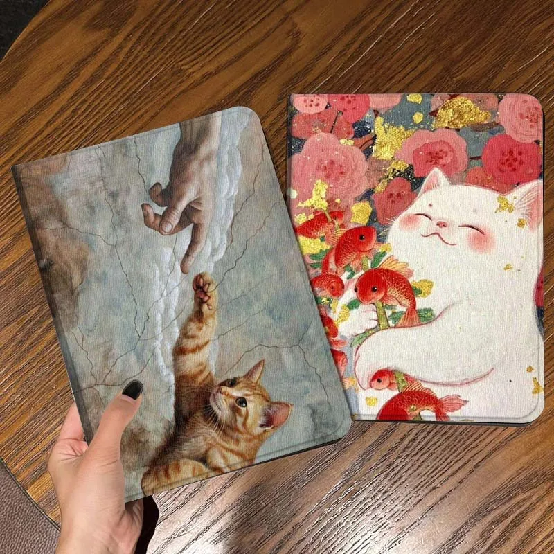 

Cat Touching Divine Hand Tablet Case For Apple iPad Air Pro mini 1 2 3 4 5 6 7 8 9 11 M2 M3 M5 M4 5th 6th 7th 10th 11th Gift