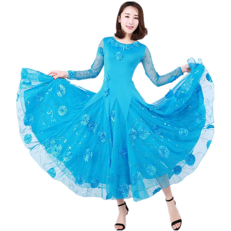 Lace Blue Modern Dance Dress Waltz Swing Dress Social Dance Dress Social Dance Dress Tango Dance Dress Competition Table