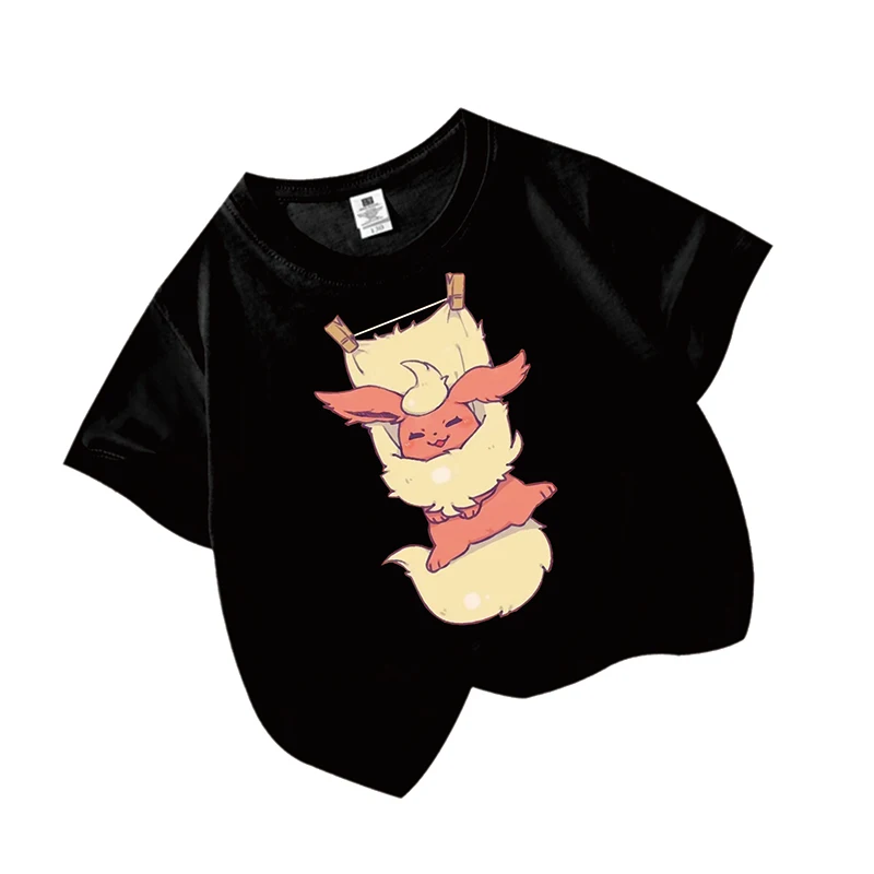 Sylveon Umbreon Glaceon イーブイ Jolteon シャワーズ夏の新ファッション純粋な綿トップス Tシャツアニメかわいい自作クラシックギフト