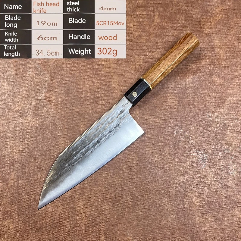 Nóż do sashimi z podwójnym ostrzem Tasak szefa kuchni Tynny Krojenie ryb Sushi Ręcznie robiony japoński nóż kuchenny Narzędzia kuchenne Drewniany uchwyt — zdjęcie 4
