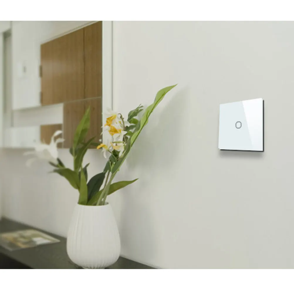 1 Gang Smart Touch Wall Switch Tempered Glass Fire-Retardant Panel Wireless Timing Switch for Home LED Light Suitable Office