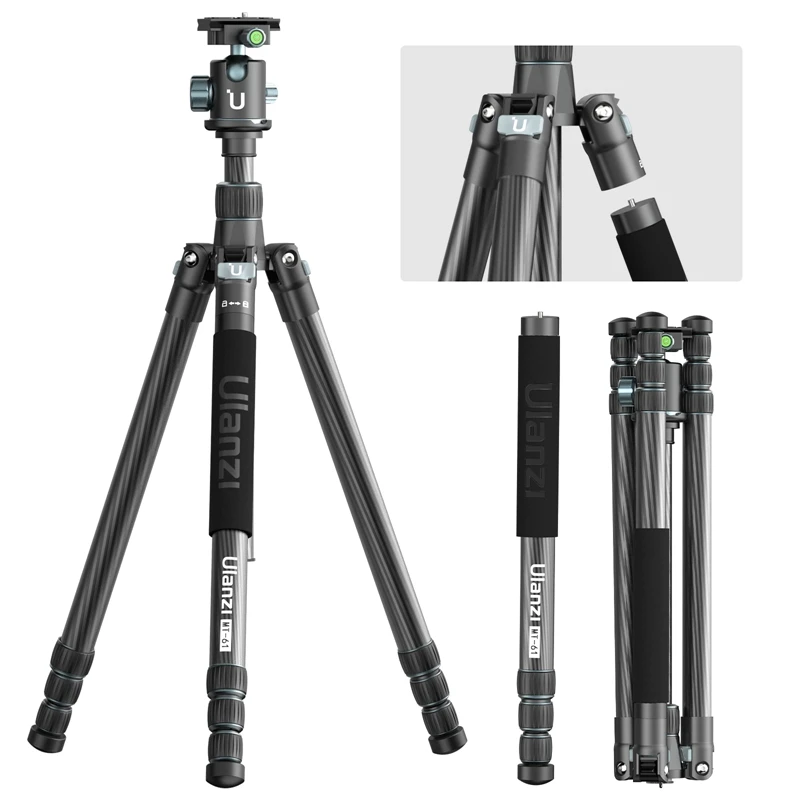 

VIJIM Ulanzi MT-61 1.74M Lightweight Carbon Fiber Travel Tripod Easy to Carry Monopod Mode for DSRL Camera Photography