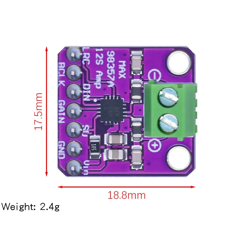 MAX98357 I2S audio amplifier module filterless class D amplification support ESP32 raspberry pi