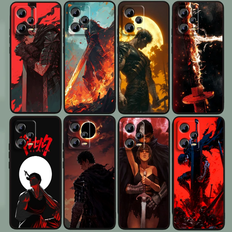 

Berserk Movie Anime Cool Art For Xiaomi Redmi Note 13 12R 12 12S Turbo 11 11T 11S 10 10S Pro Plus 5G Black TPU Phone Case