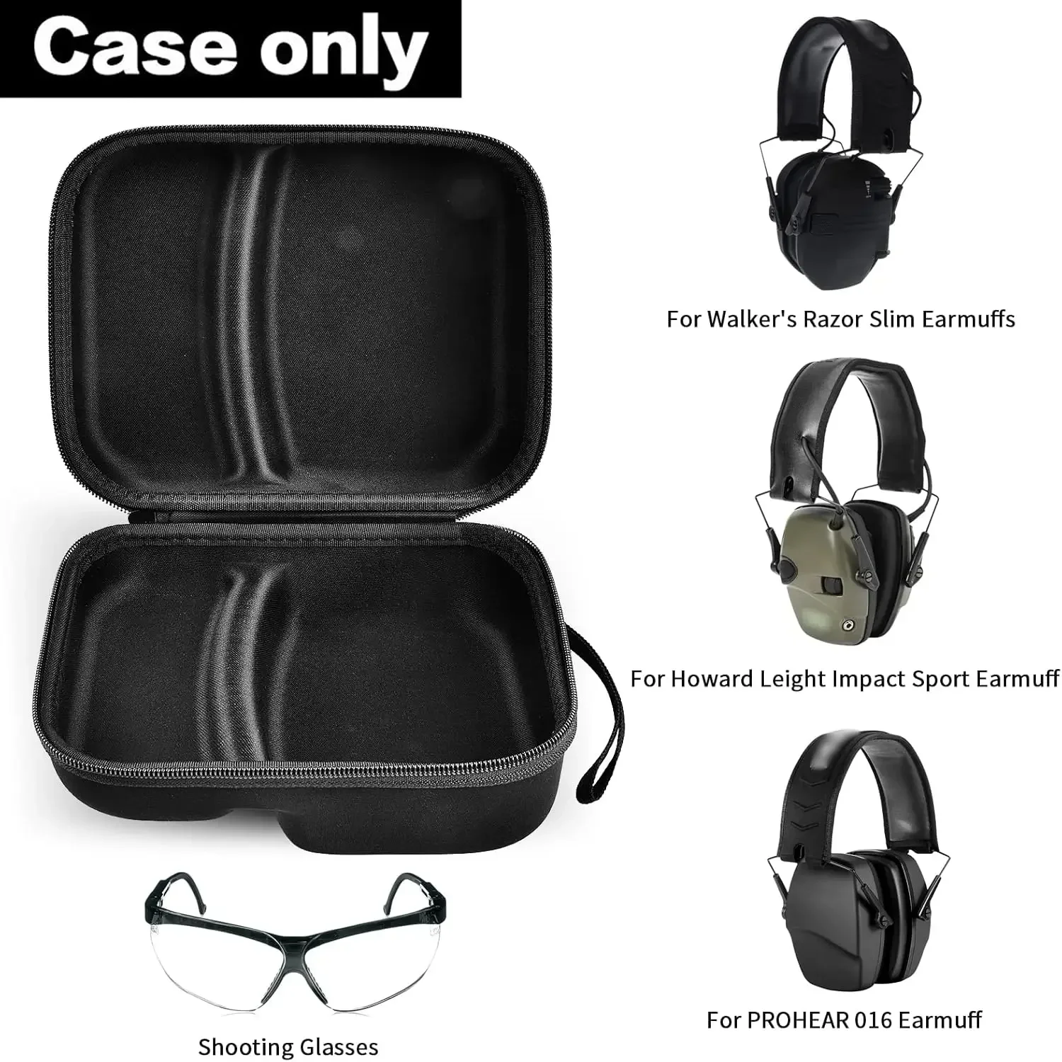 Case Compatible with Walker's Razor Slim Electronic Earmuffs, Storage for Howard Leight, for PROHEAR 016 Ear Protection Earmuffs