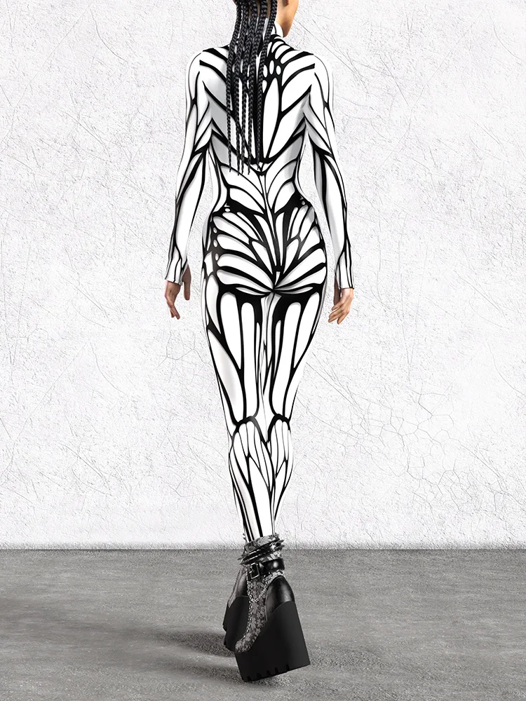 Damen Sexy Bodysuit Halloween Kunst Unregelmäßig Bedruckter Jumpsuit Festival Party Performance Zentai Anzug Rave Outfits Neu 2026 – Detail 14