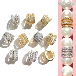 10pcs Zirconia Pave Hollow Tube Wheel Spacers Beads for Bracelet Necklaces Earring Waist Jewelry Making Accessories Wholesale