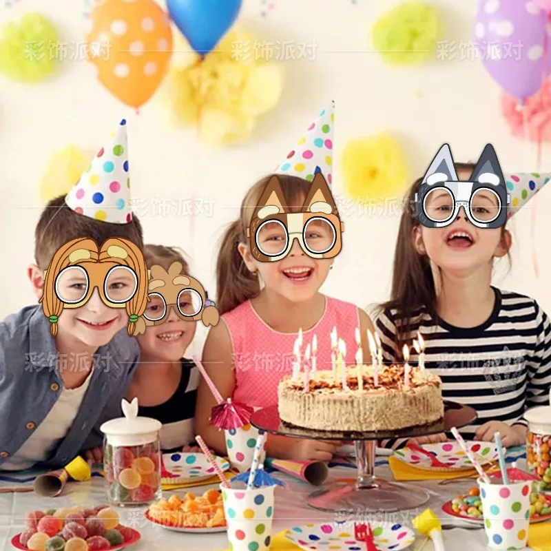 Juego de 12 piezas para fiesta de cumpleaños, gafas de papel, máscaras, accesorios de fotografía, decoraciones para fiestas infantiles