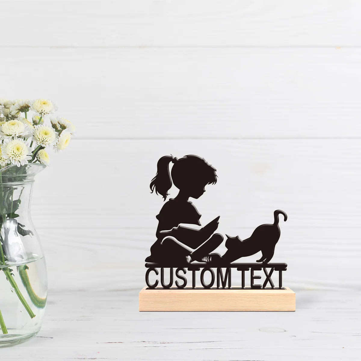 1pc Interesting Desktop Metal Statues Custom Name Equipped with Wooden Base Home and Office Decorations,Christmas Gifts