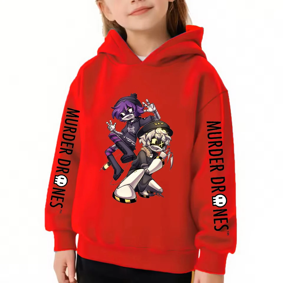 Funny Murder Drones Hoodies Boys Girls Funny Cartoon Print Hoodie Winter Long Sleeve Hooded Tops Kids Casual Hooded Sweatshirts