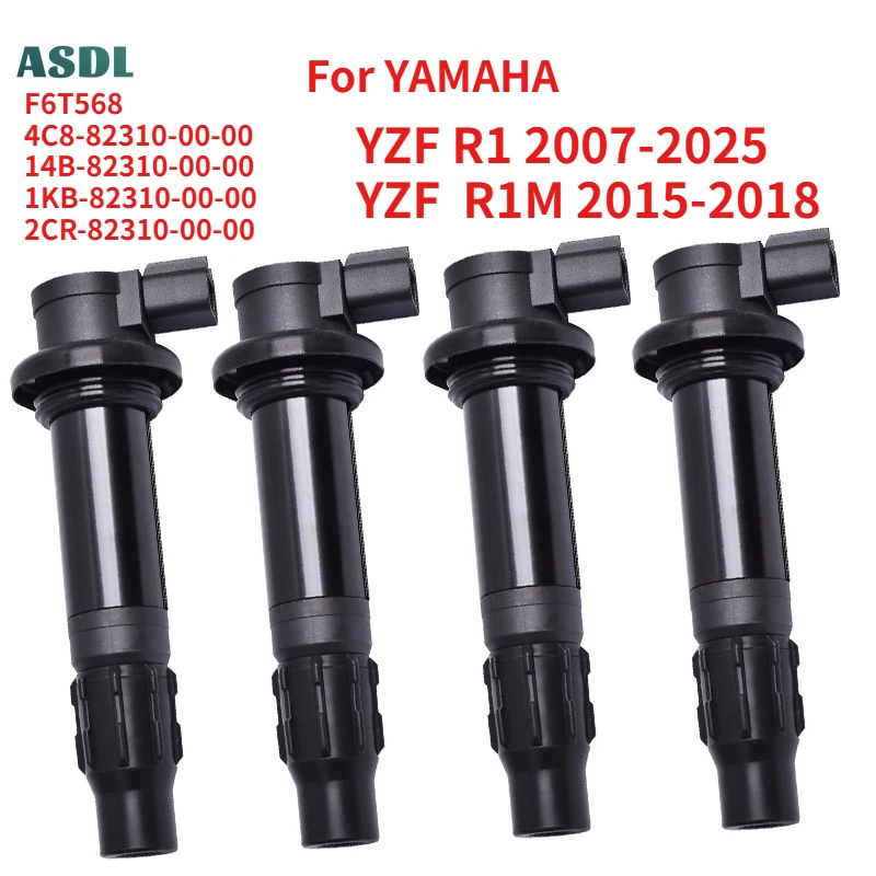 For YAMAHA YZF R1 2007-2025 YZF R1M 2015-2018 Motorcycle Ignition Coil Spark Plug Caps Replace High Pressure Cap F6T568 82310