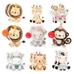 48pcs Pink Carton Animal Lollipop Cards Candy Holder Supplies For Girl's Wild Forest Happy Birthday Party Candy Gift Accessory