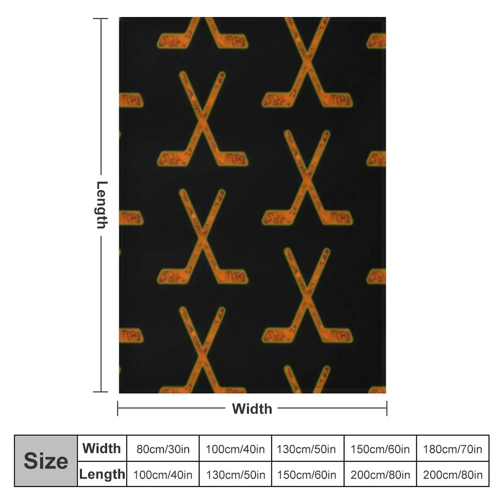 Orage & Black Hockey Sticks Throw Blanket couch cozy soft plush fuzzy picnic outdoor blanket