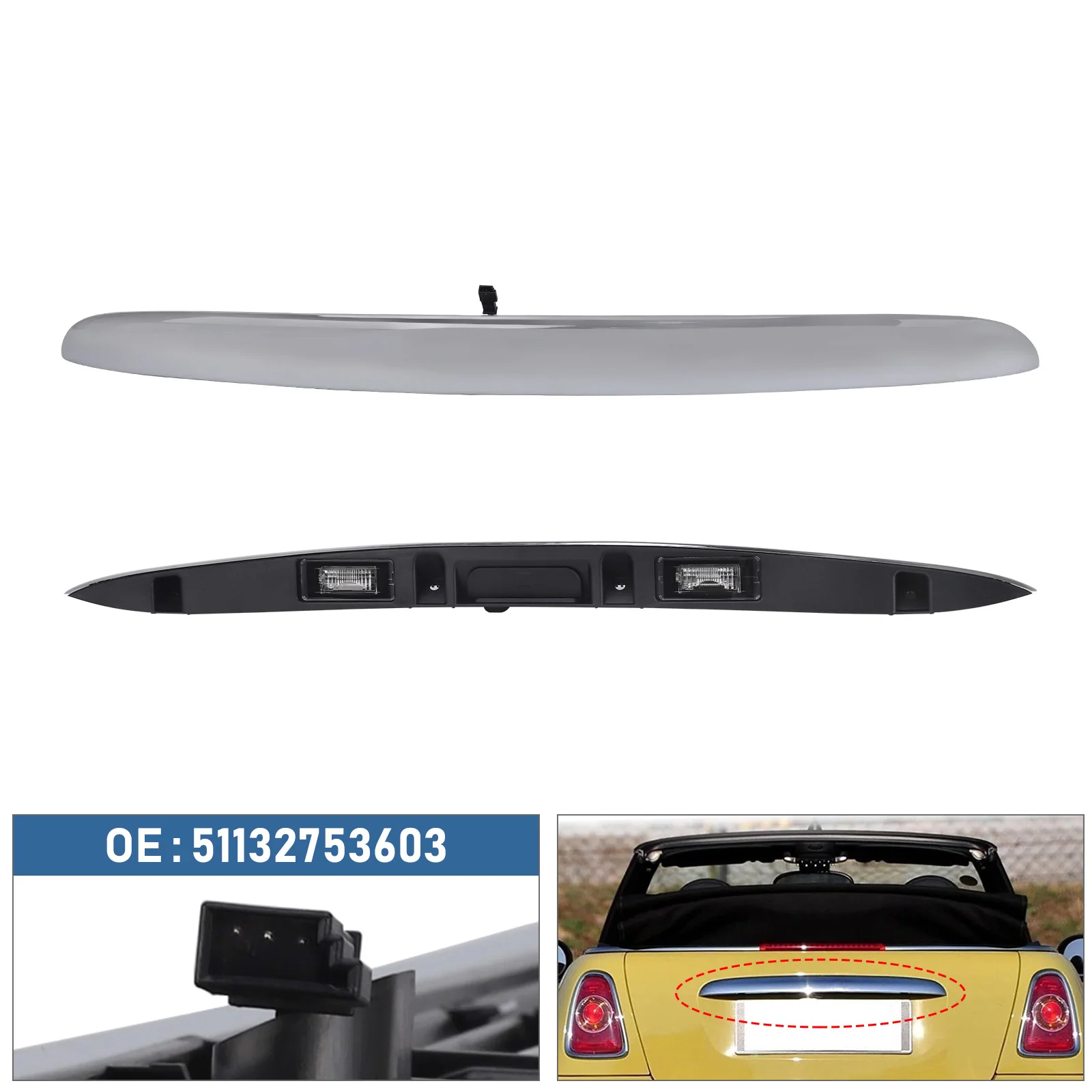For BMW Mini Cooper R55 R56 R57 R58 R59 Tailgate Grab Handle Rear Hatch Trunk Handle Aftermark Replacement 51132753602 Chrome